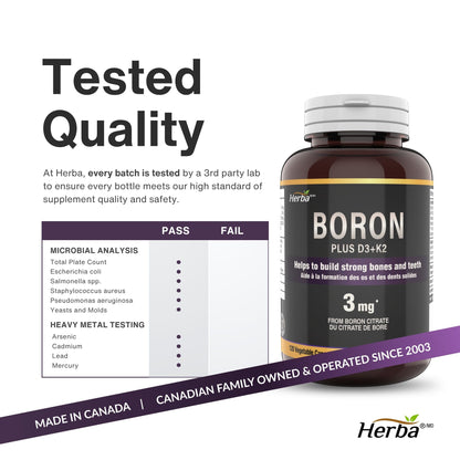 Boron Supplement for Men and Women - 120 Capsules | Made in Canada