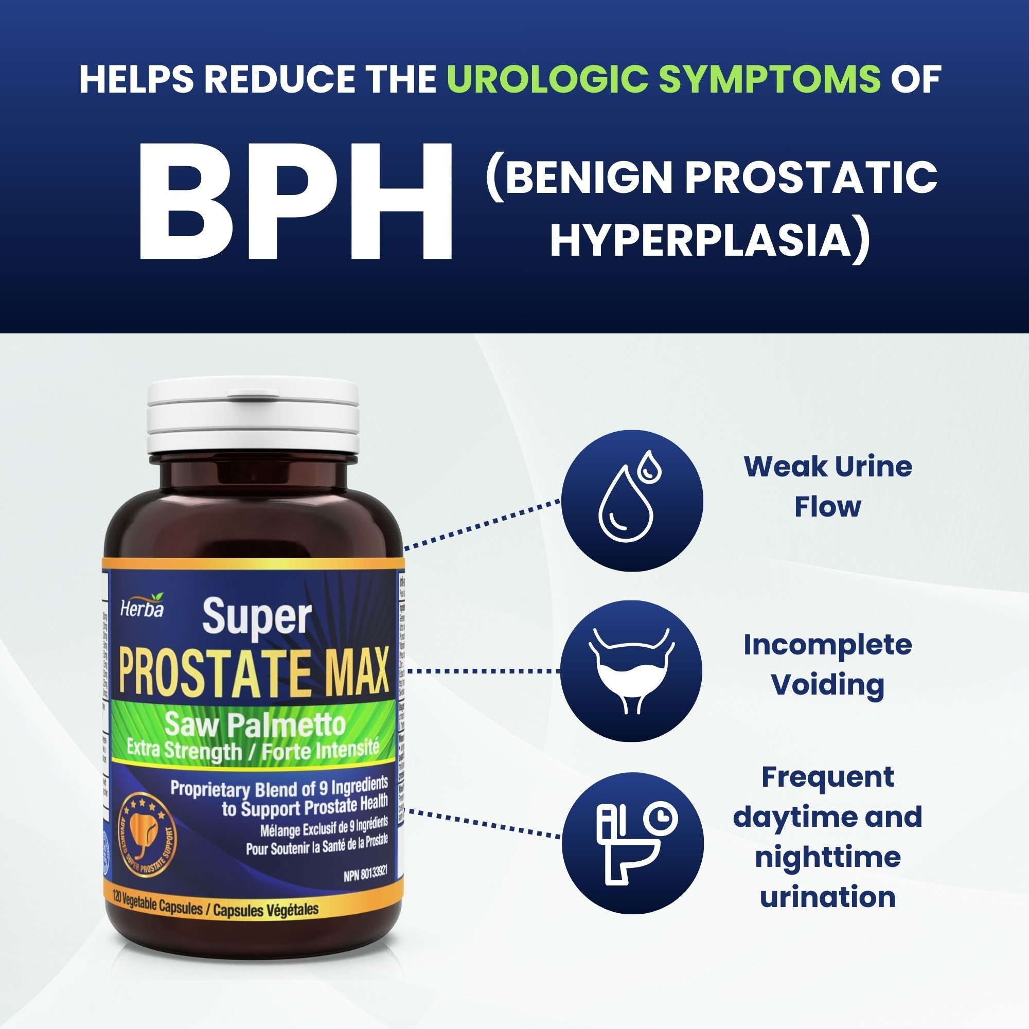 Prostate Max - Supplément de prostate pour hommes - 120 Capsules | 9 Ingrédients Naturels