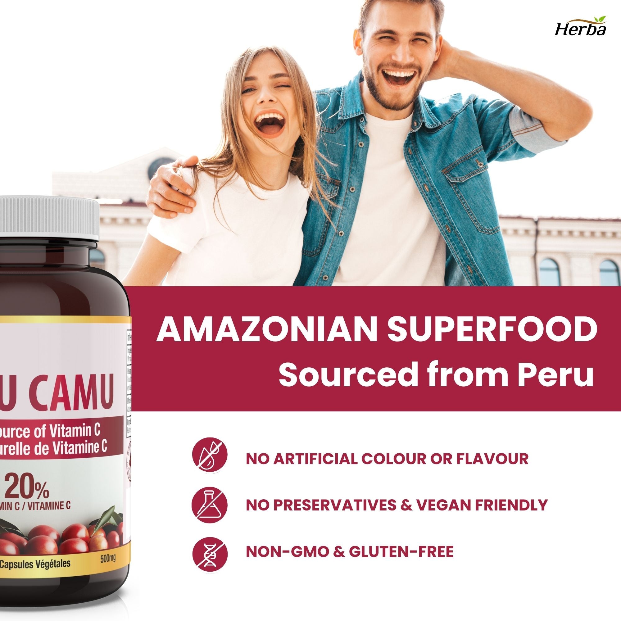Camu Camu Capsules 500mg - 120 Capsules | 20% Natural Vitamin C | Made in Canada