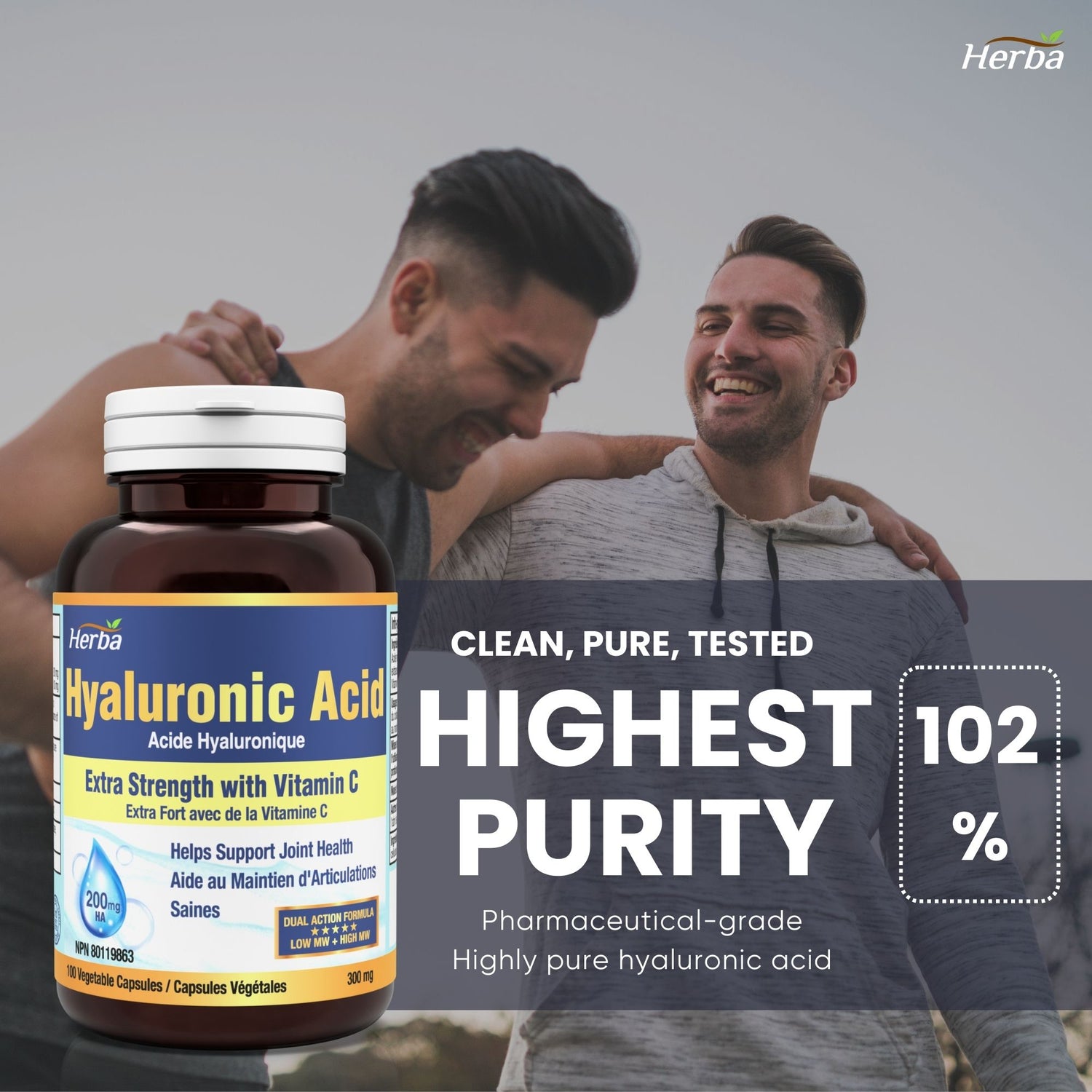 Hyaluronic Acid Supplement 200mg with Vitamin C - 100 Vegetable Capsules