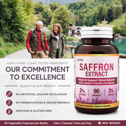 Complément de safran - 90 capsules | Extrait de Safran Standardisé à 2% Safranal