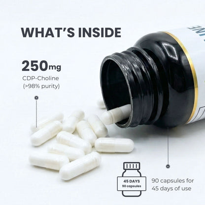 Citicoline Supplement 250mg – 90 Capsules | >98% Ultra Pure CDP Choline | Made in Canada