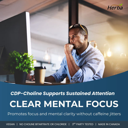 Citicoline Supplement 250mg – 90 Capsules | &gt;98% Ultra Pure CDP Choline | Made in Canada