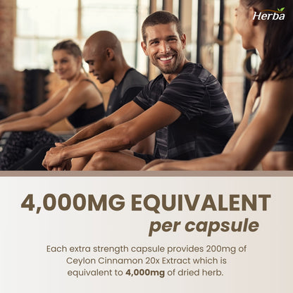 Gélules de cannelle de Ceylan 4000 mg - 180 gélules végétales | Extrait 20:1 | Fabriqué au Canada