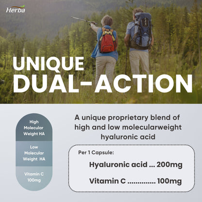 Hyaluronic Acid Supplement 200mg with Vitamin C - 100 Vegetable Capsules