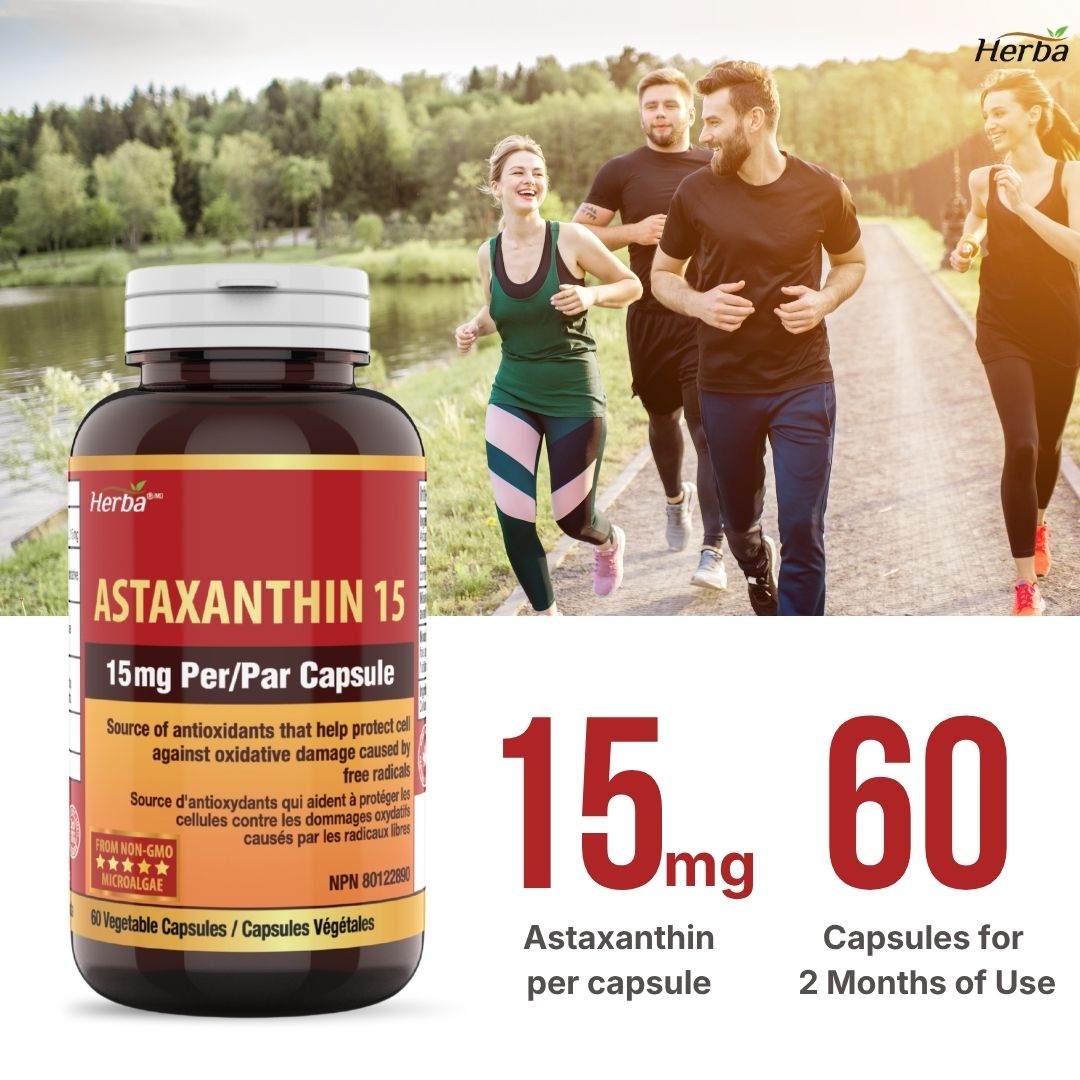Astaxanthin Supplement 15mg – 60 Vegetable Capsules | Made in Canada