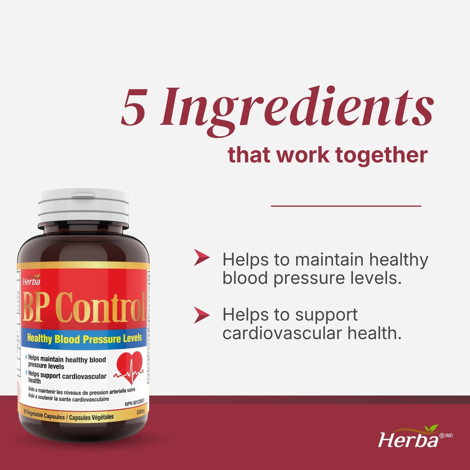 Contrôle de la pression sanguine - 90 capsules | Supplément de soutien de la pression sanguine