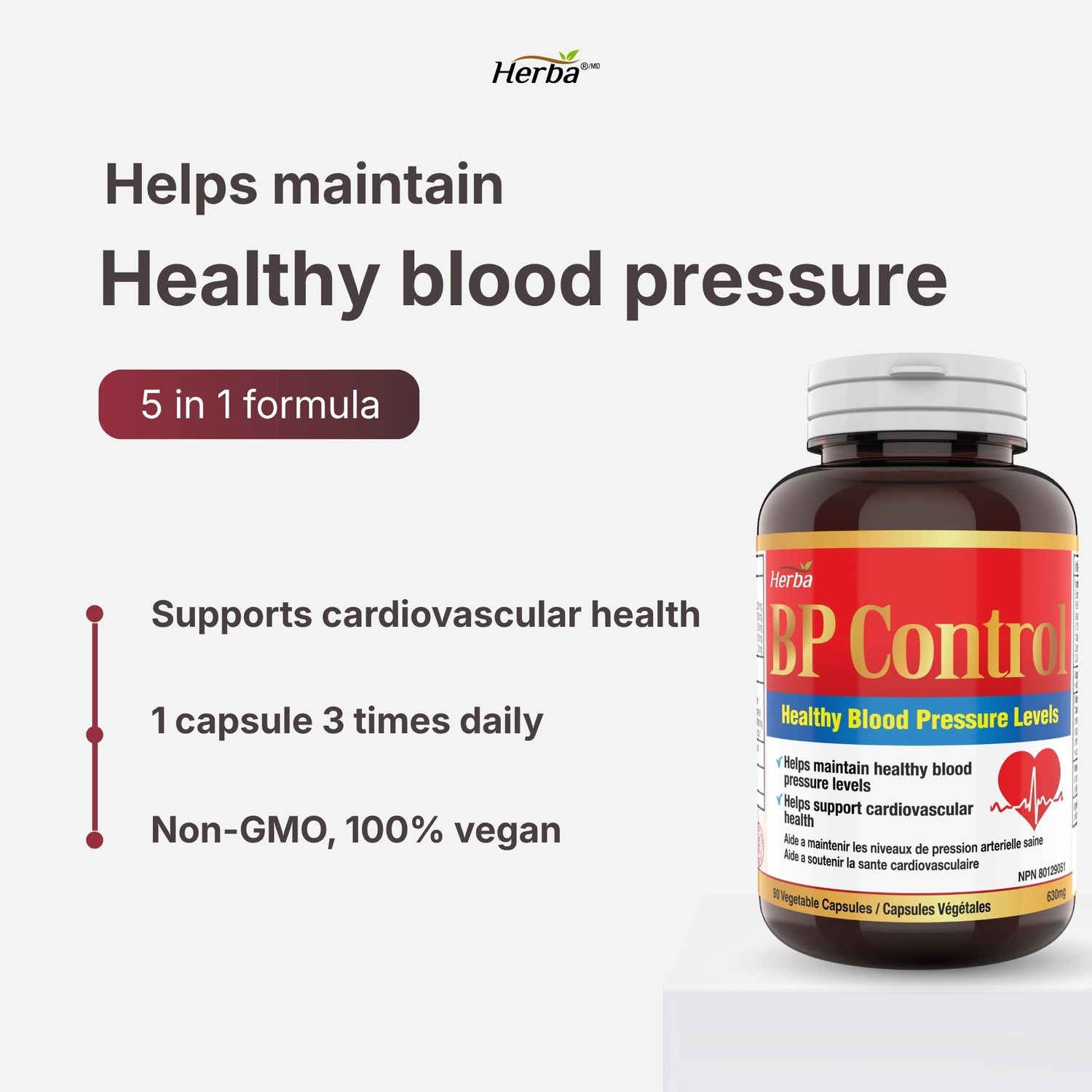 Contrôle de la pression sanguine - 90 capsules | Supplément de soutien de la pression sanguine