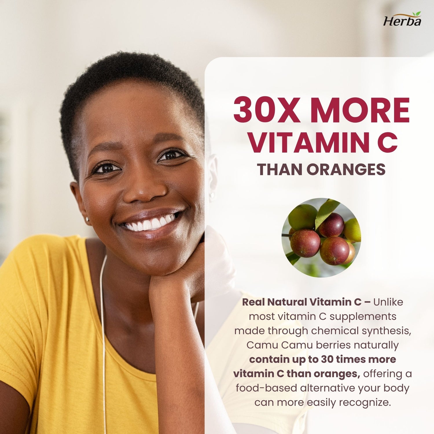 Camu Camu Capsules 500mg - 120 Capsules | 20% Natural Vitamin C | Made in Canada