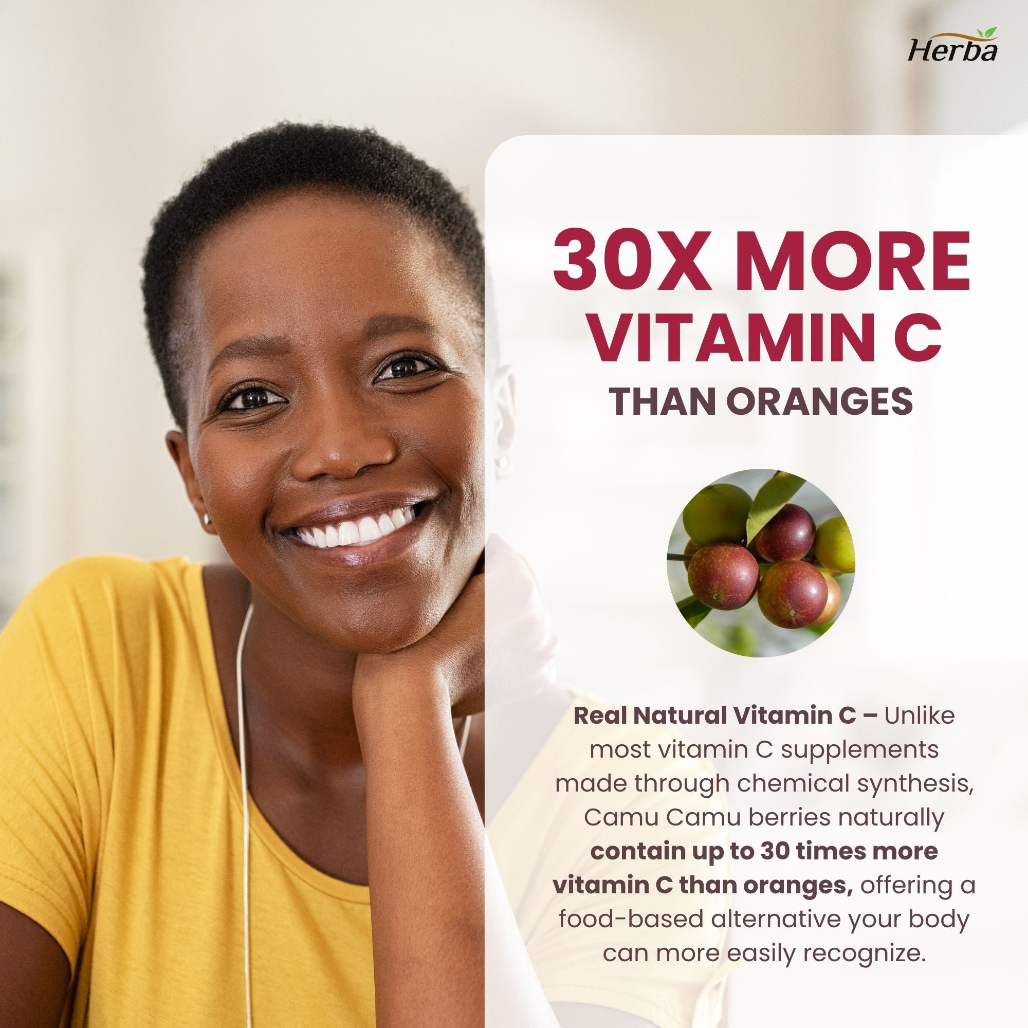 Camu Camu Capsules 500mg - 120 Capsules | 20% Natural Vitamin C | Made in Canada