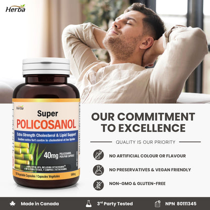 Policosanol 40mg with Fenugreek and Plant Sterol Esters - 120 Vegetable Capsules