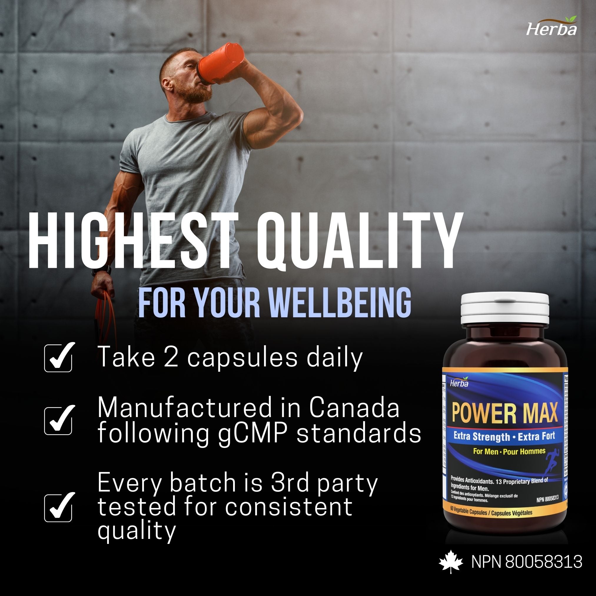 Power Max - 60 Capsules | Tongkat Ali, Maca, Tribulus, Panax Ginseng and 9 Other Ingredients
