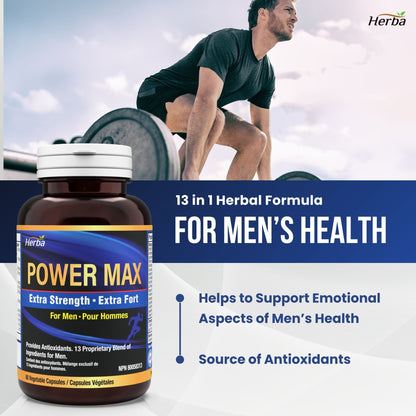 Power Max - 60 Capsules | Tongkat Ali, Maca, Tribulus, Panax Ginseng and 9 Other Ingredients