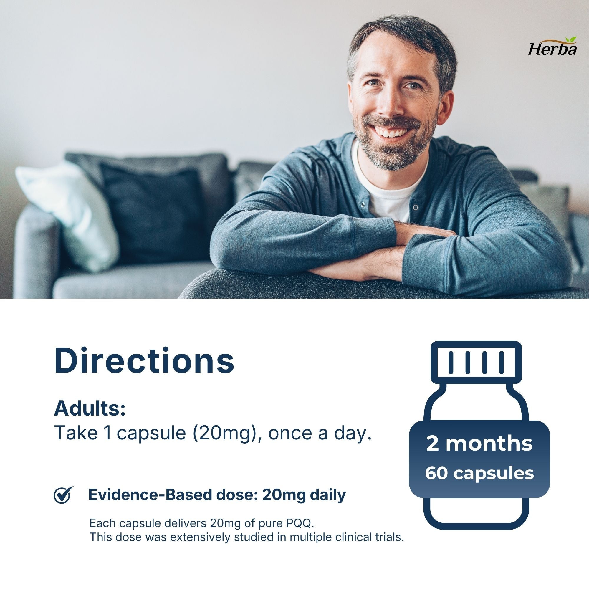 PQQ Supplement 20mg - 60 Capsules | Made in Canada