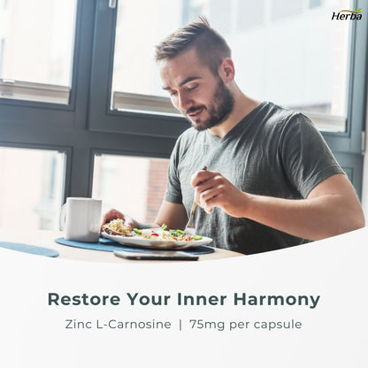 Zinc Carnosine Supplement – 90 Capsules | 150mg Per Serving (75mg Per Capsules) | Made in Canada