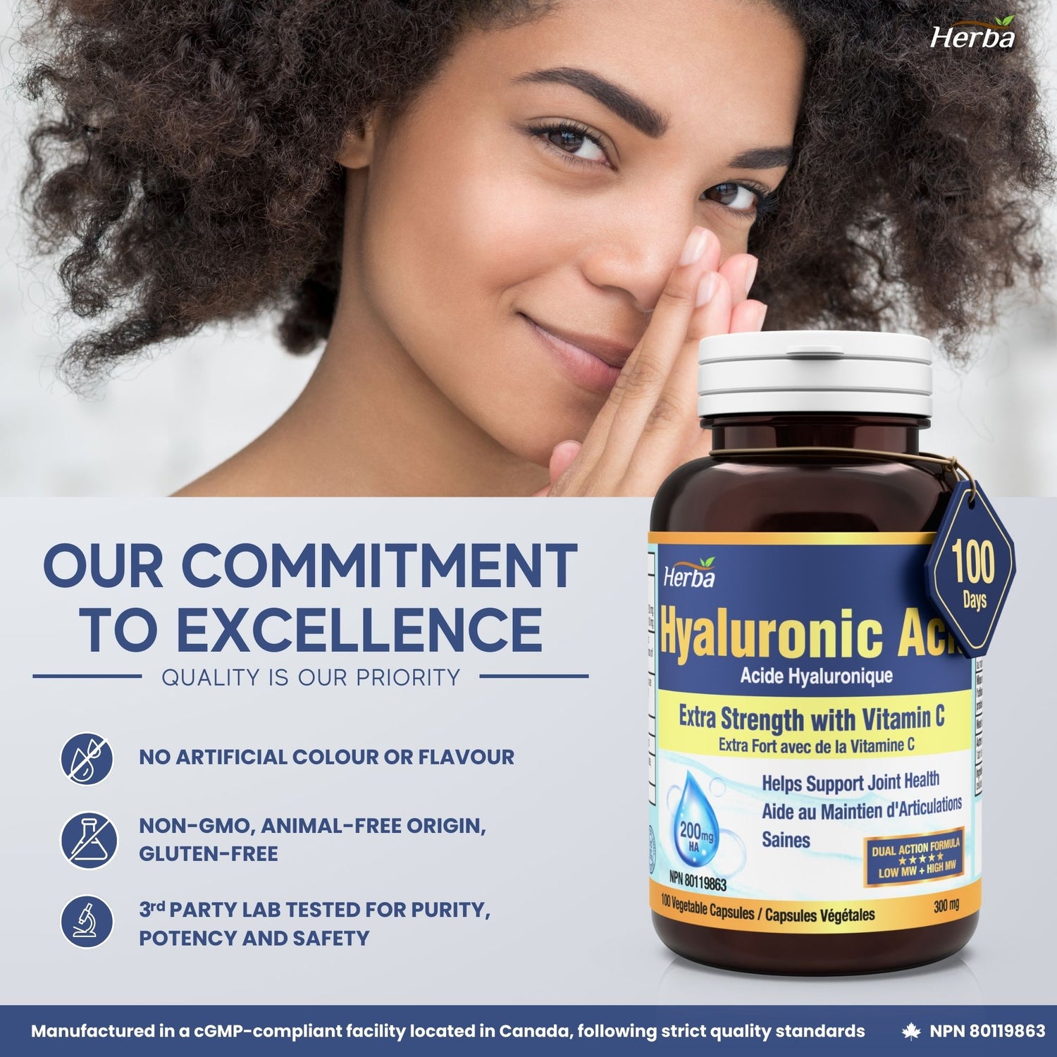 Hyaluronic Acid Supplement 200mg with Vitamin C - 100 Vegetable Capsules