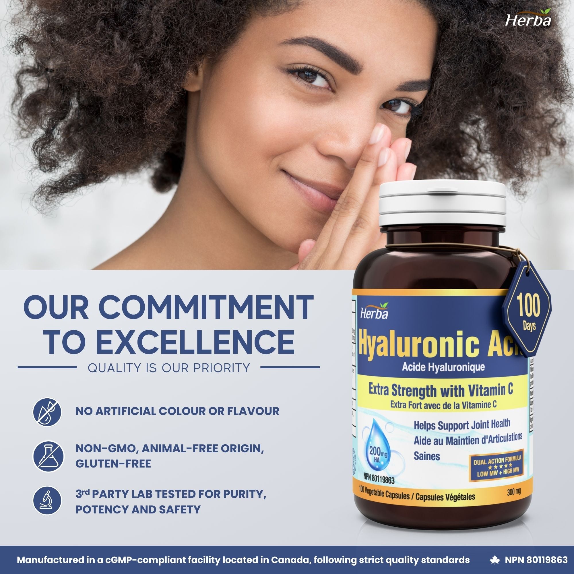 Hyaluronic Acid Supplement 200mg with Vitamin C - 100 Vegetable Capsules