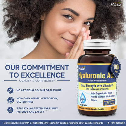 Hyaluronic Acid Supplement 200mg with Vitamin C - 100 Vegetable Capsules