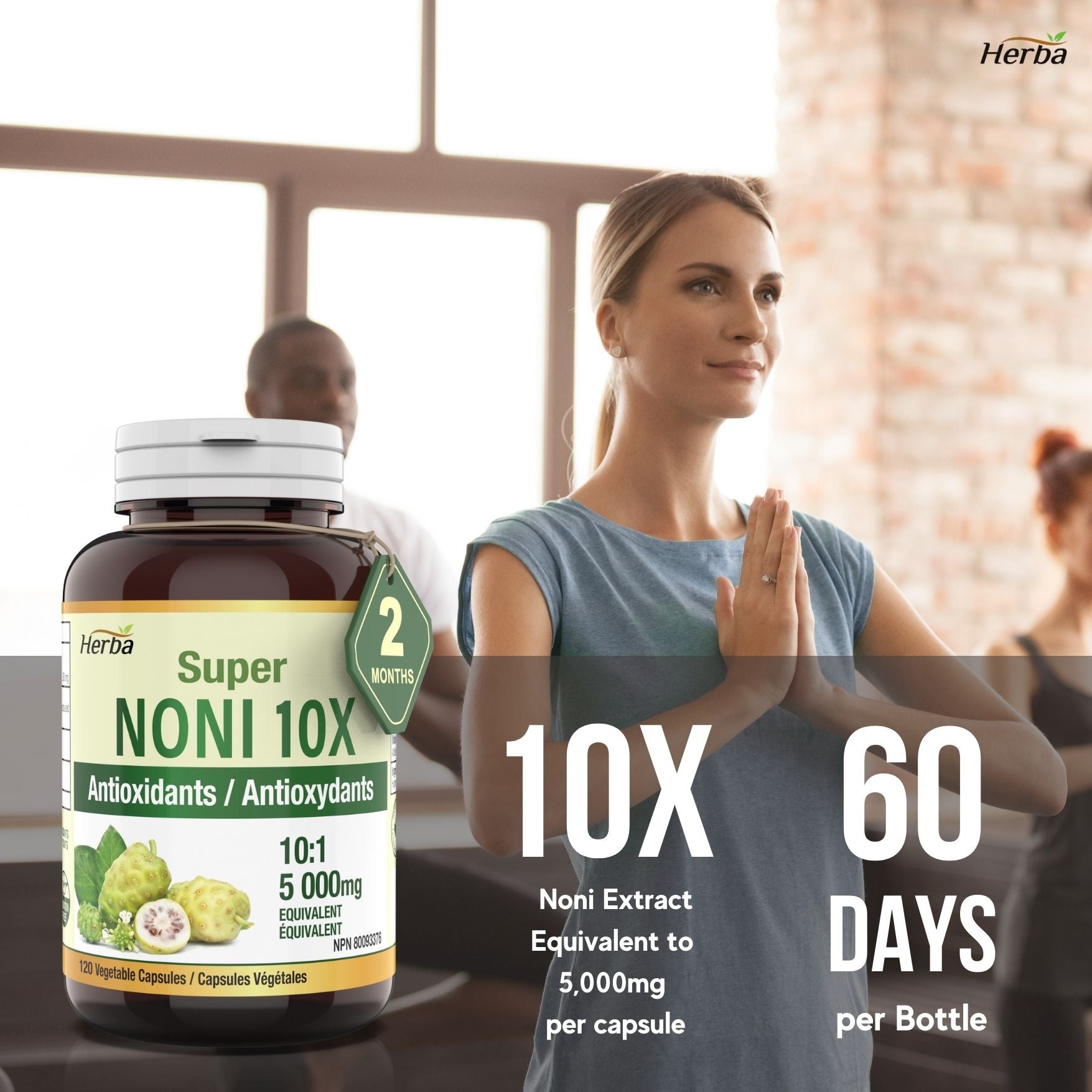Natural Noni Capsules 10X - 120 Vegan Capsules | 10,000mg Per Day | 10:1 Concentration
