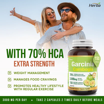 Garcinia Cambogia Extract – 70% HCA  | 150 Vegetable Capsules