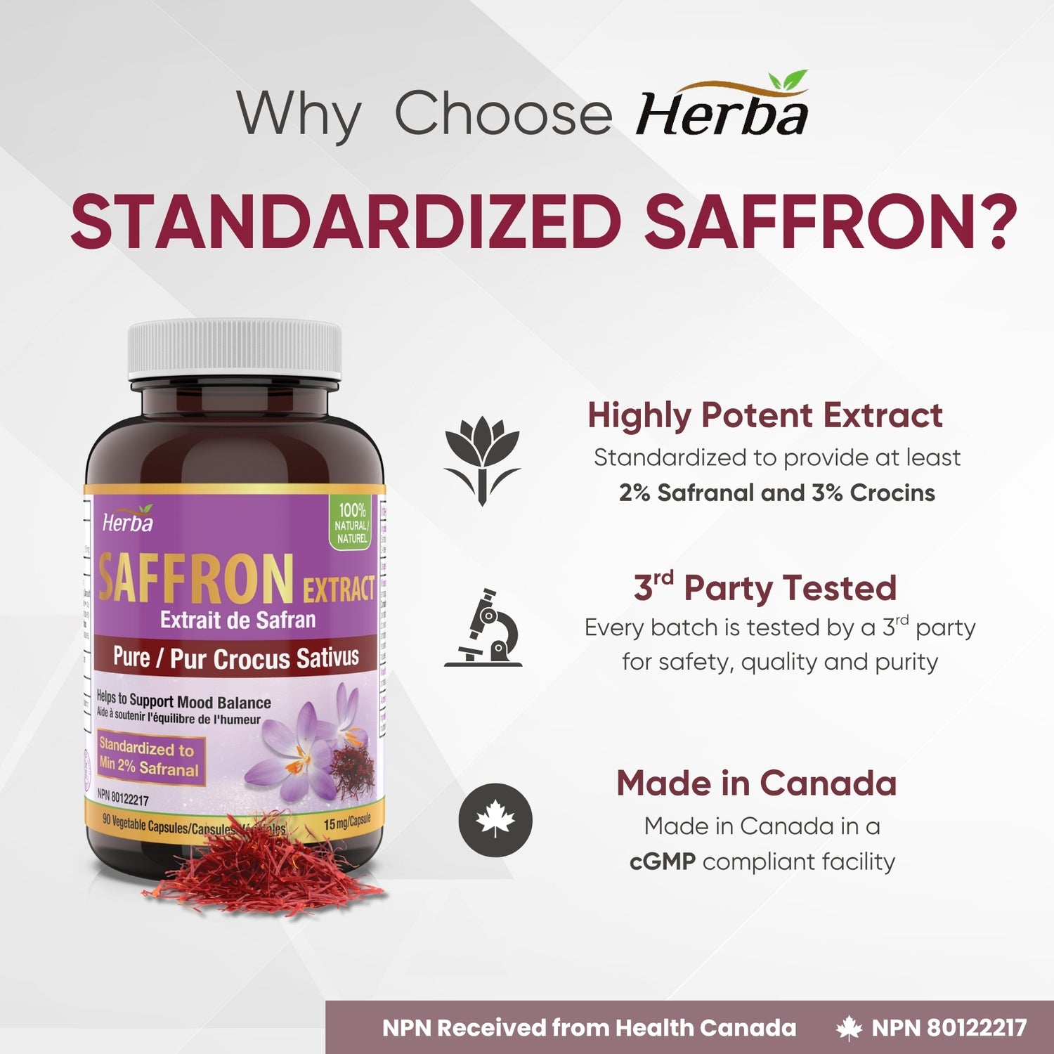 Saffron Supplement – 90 Capsules | Saffron Extract Standardized to 2% Safranal