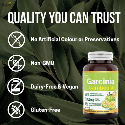 Garcinia Cambogia Extract – 70% HCA  | 150 Vegetable Capsules