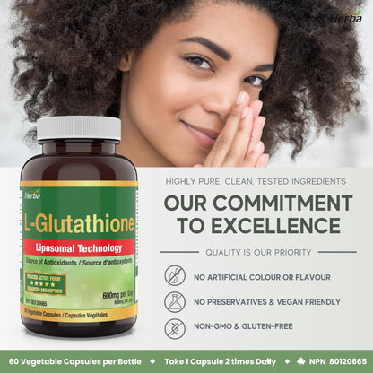Liposomal Glutathione Supplement - 600mg Per Day | 60 Vegetable Capsules