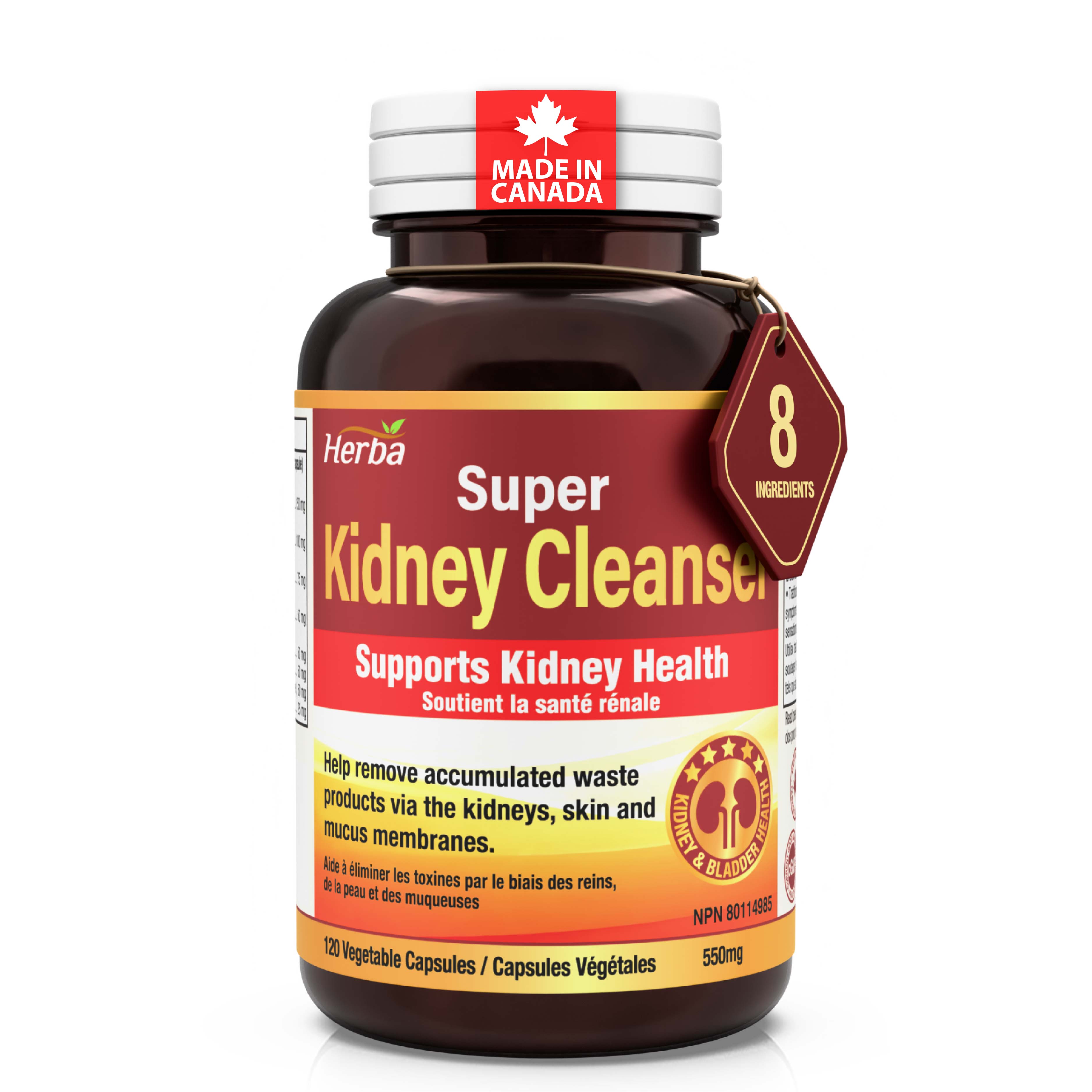 Kidney Cleanse Supplement – 120 Capsules | 8 Natural Ingredients to Detox and Support Kidney and Bladder Health