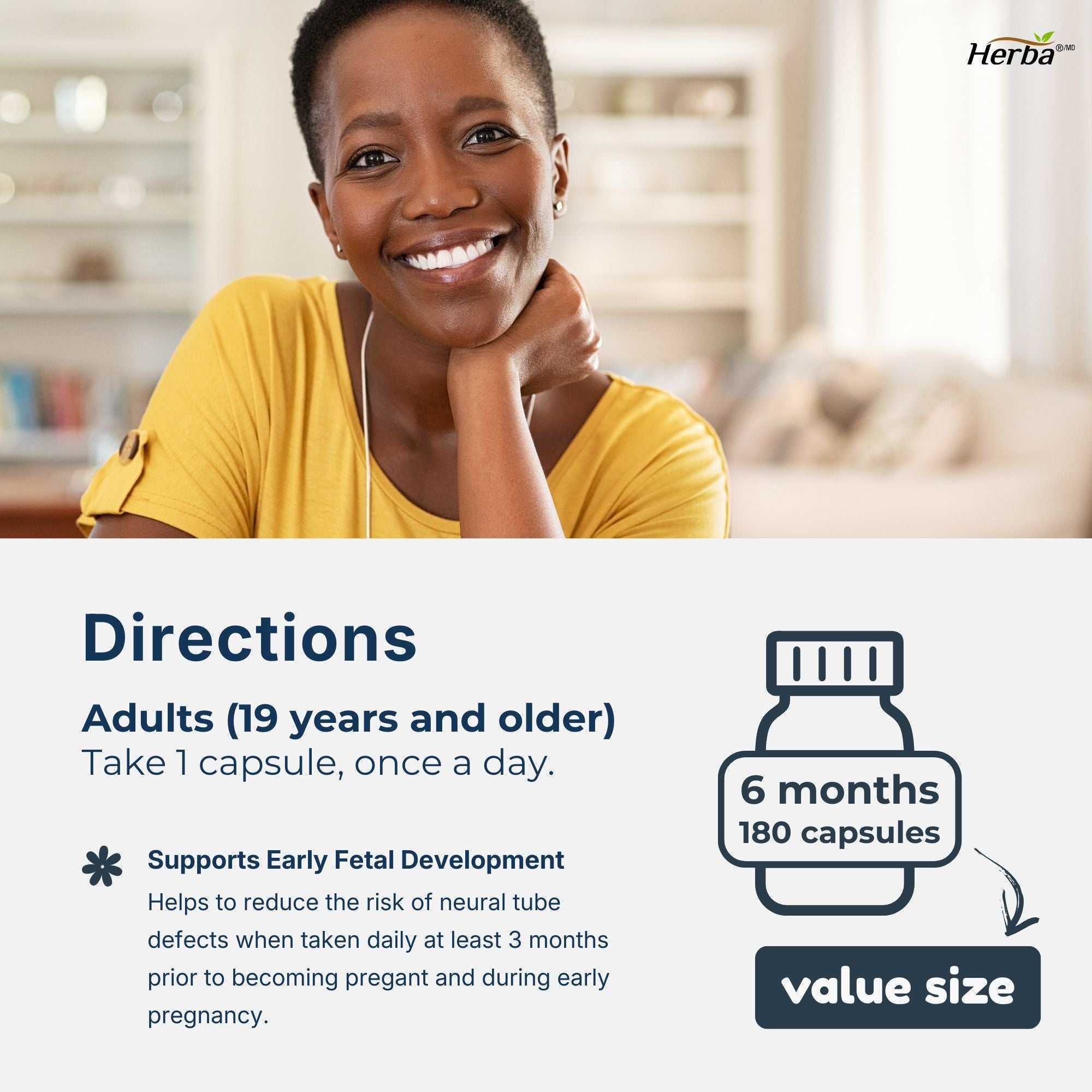 L-Methylfolate 1000mcg - 180 Capsules | Vitamin B9 5-MTHF Folate Supplement | Made in Canada