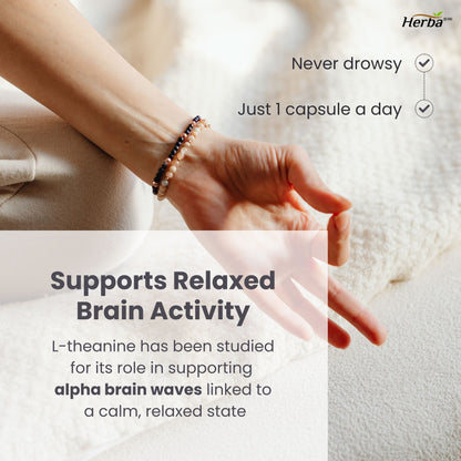 Herba L-Theanine Supplement 250mg – 240 Capsules | Promotes Relaxation Without Drowsiness | Anxiety Relief Support | 8 Month Supply | Made in Canada