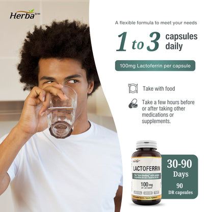 Lactoferrin Supplement 100mg - 90 DR Capsules | Made in Canada