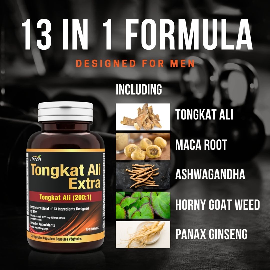 Tongkat Ali Supplement 200:1 - Made in Canada | 120 Capsules | Proprietary Blend including 10,000mg Equivalent of Tongkat Ali Extract