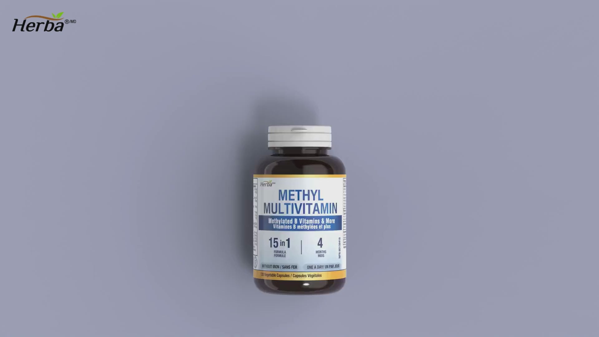 Methylated Multivitamin with TMG &amp; Full Methylated B Complex - 120 Capsules | 15 in 1 Formula | Made in Canada