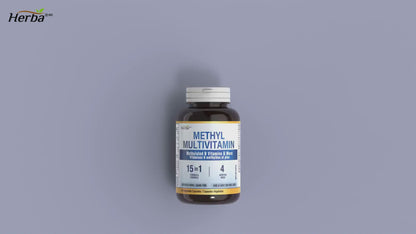 Methylated Multivitamin with TMG &amp; Full Methylated B Complex - 120 Capsules | 15 in 1 Formula | Made in Canada