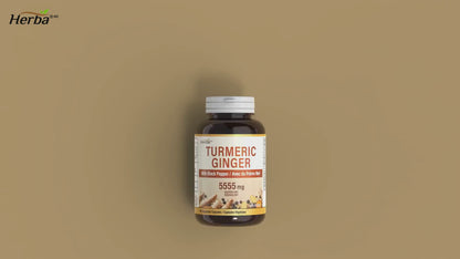 Curcuma avec poivre noir et gingembre - 180 capsules | Équivalent 5555 mg | Fabriqué au Canada