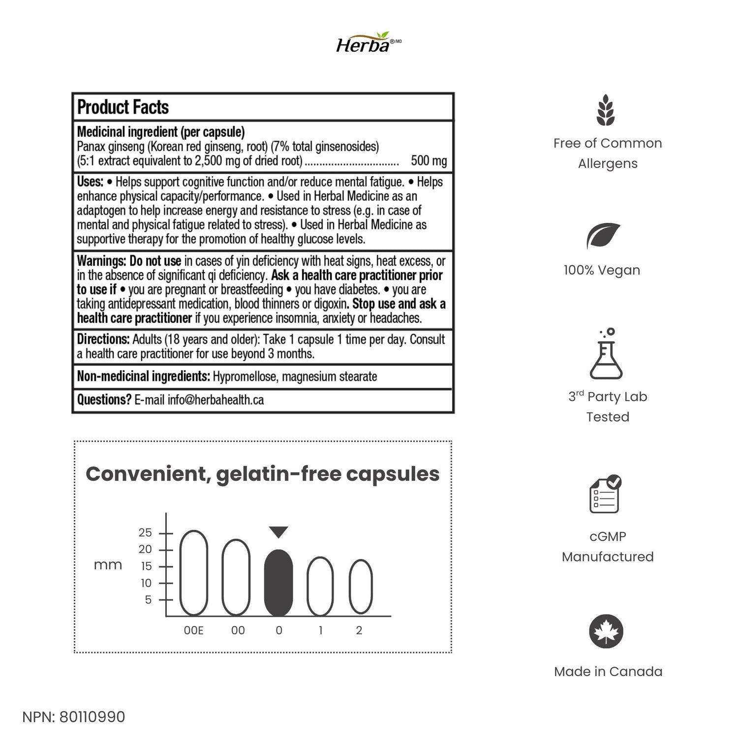 Korean Red Ginseng Extract Capsules – 5:1, 2500mg Equivalent | 120 Vegetable Capsules