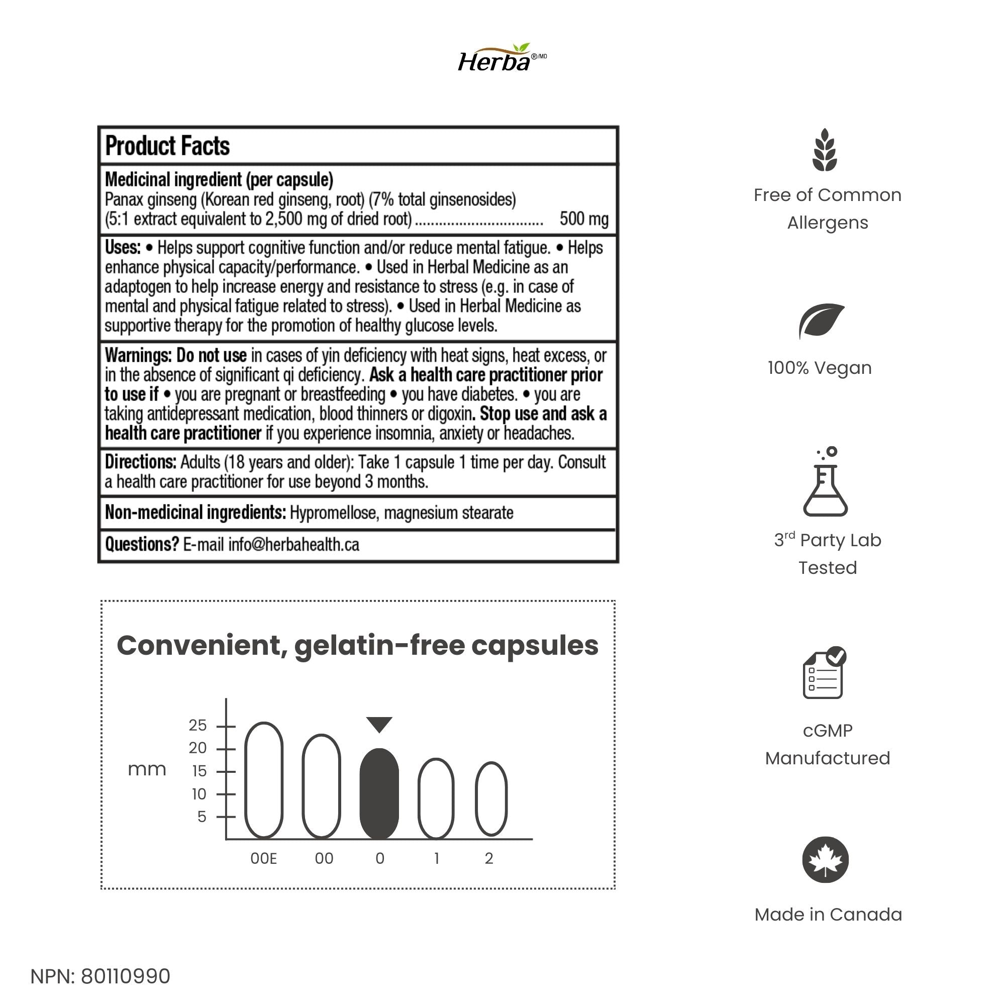 Korean Red Ginseng Extract Capsules – 5:1, 2500mg Equivalent | 120 Vegetable Capsules
