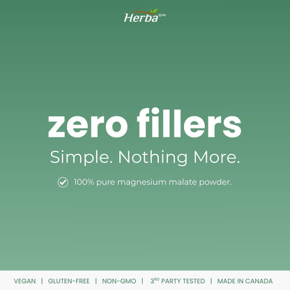 Poudre de Malate de Magnésium 300g – 120 Portions | Approvisionnement de 4 Mois | 100% Pur Malate de Magnésium Naturel | Fabriqué au Canada