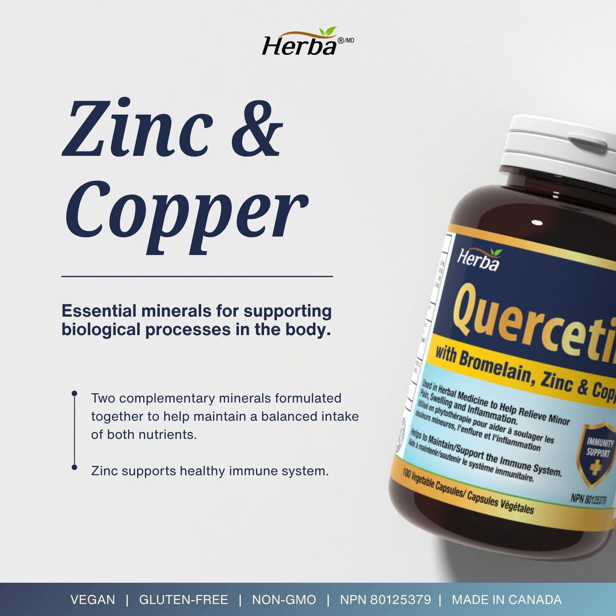 Quercetin with Bromelain, Zinc &amp; Copper - 180 Capsules