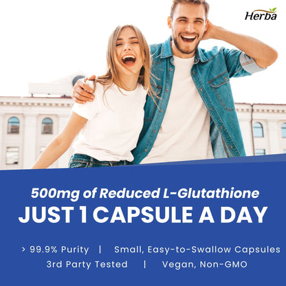 Suppléments de glutathion 500 mg, 60 gélules végétales-L-glutathion forme active réduite