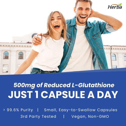 Glutathione Supplements 500mg, 60 Vegetable Capsules-L-Glutathione Reduced Active Form