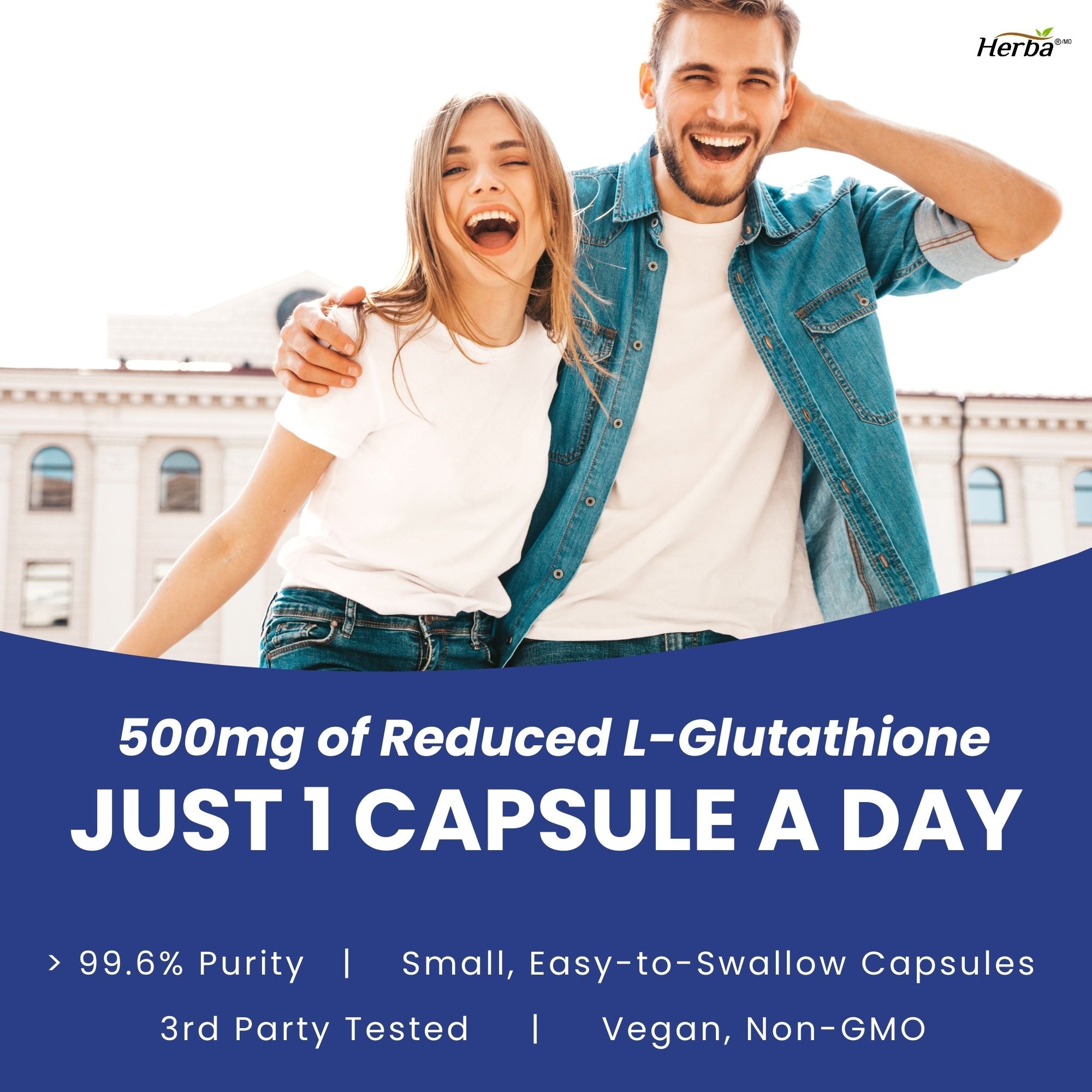 Suppléments de Glutathione 500mg, 120 Capsules Végétales-L-Glutathione Réduit Forme Active