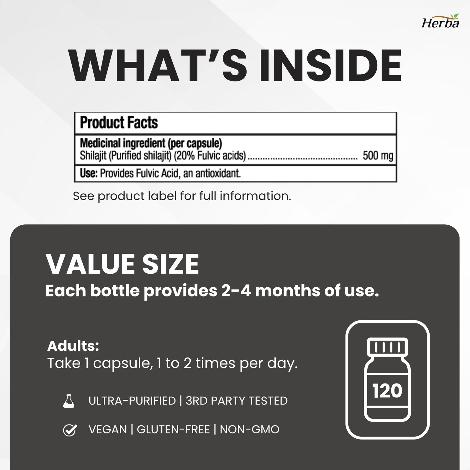 Himalayan Shilajit for Women &amp; Men – 120 Capsules | 1000mg Per Serving (500mg Each) | 15:1 Extract | Fulvic Acid Supplement | Made in Canada