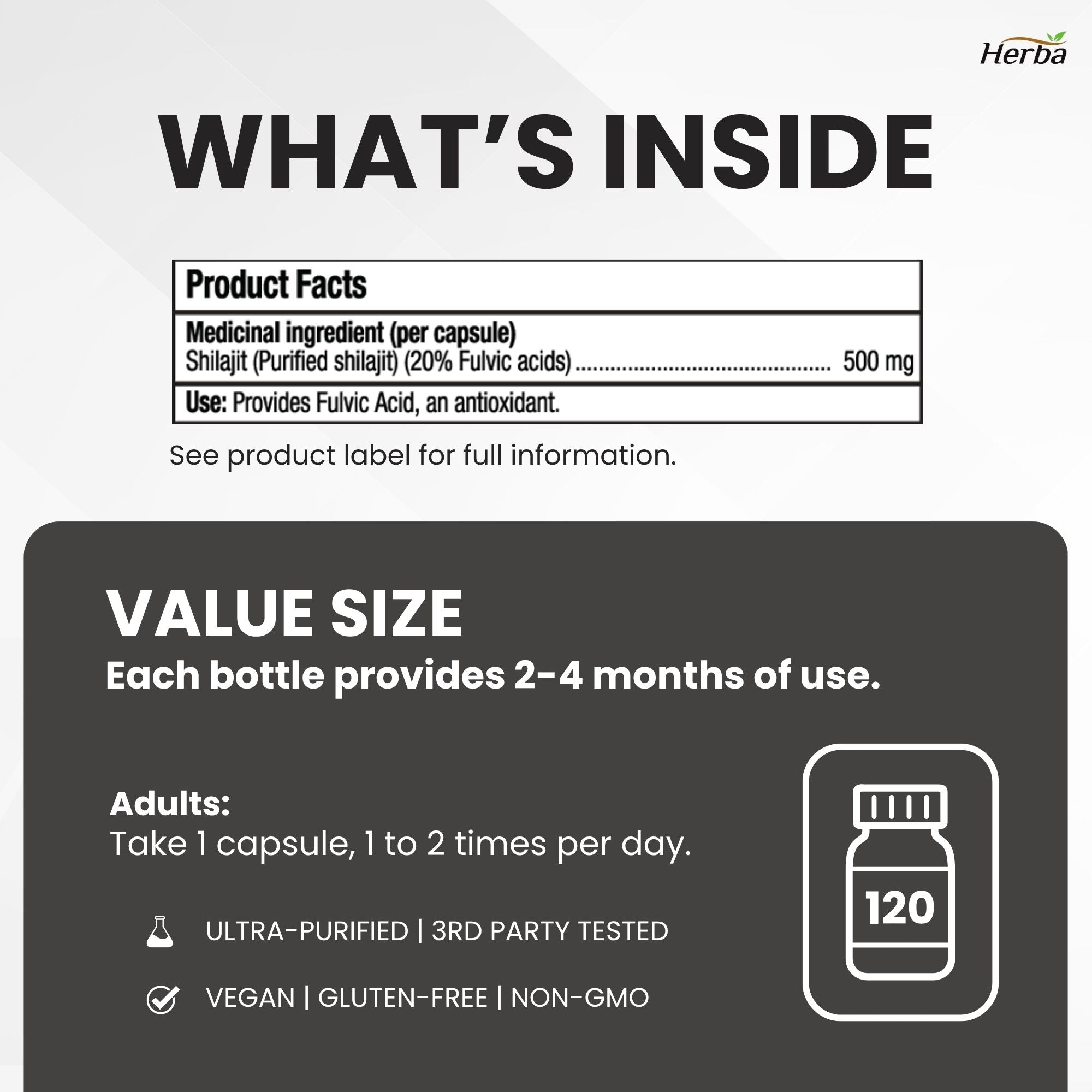 Himalayan Shilajit for Women &amp; Men – 120 Capsules | 1000mg Per Serving (500mg Each) | 15:1 Extract | Fulvic Acid Supplement | Made in Canada