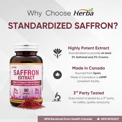 Complément de safran - 90 capsules | Extrait de Safran Standardisé à 2% Safranal