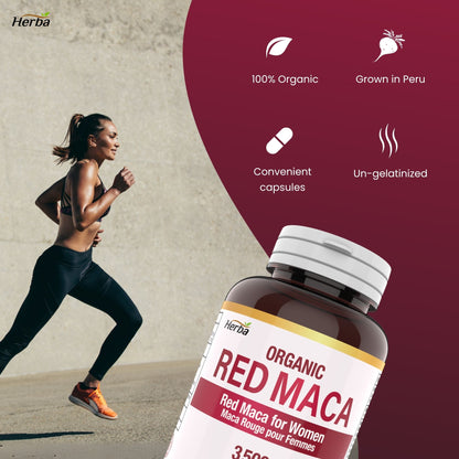 Capsules de Maca Rouge Biologique - 3500mg, 150 Capsules | Maca Rouge Péruvienne | Fabriqué au Canada