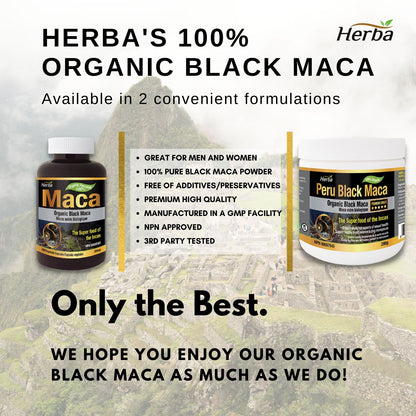 Herba Organic Peru Black Maca Powder - 200g