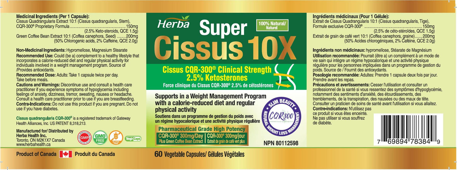 Herba Cissus 10X Extract with Green Coffee Bean – 60 Capsules