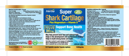 Herba Shark Cartilage Capsules - 120 Capsules | 1,500mg Per Day | Shark Cartilage Supplement for Joints with Magnesium and Vitamin D3